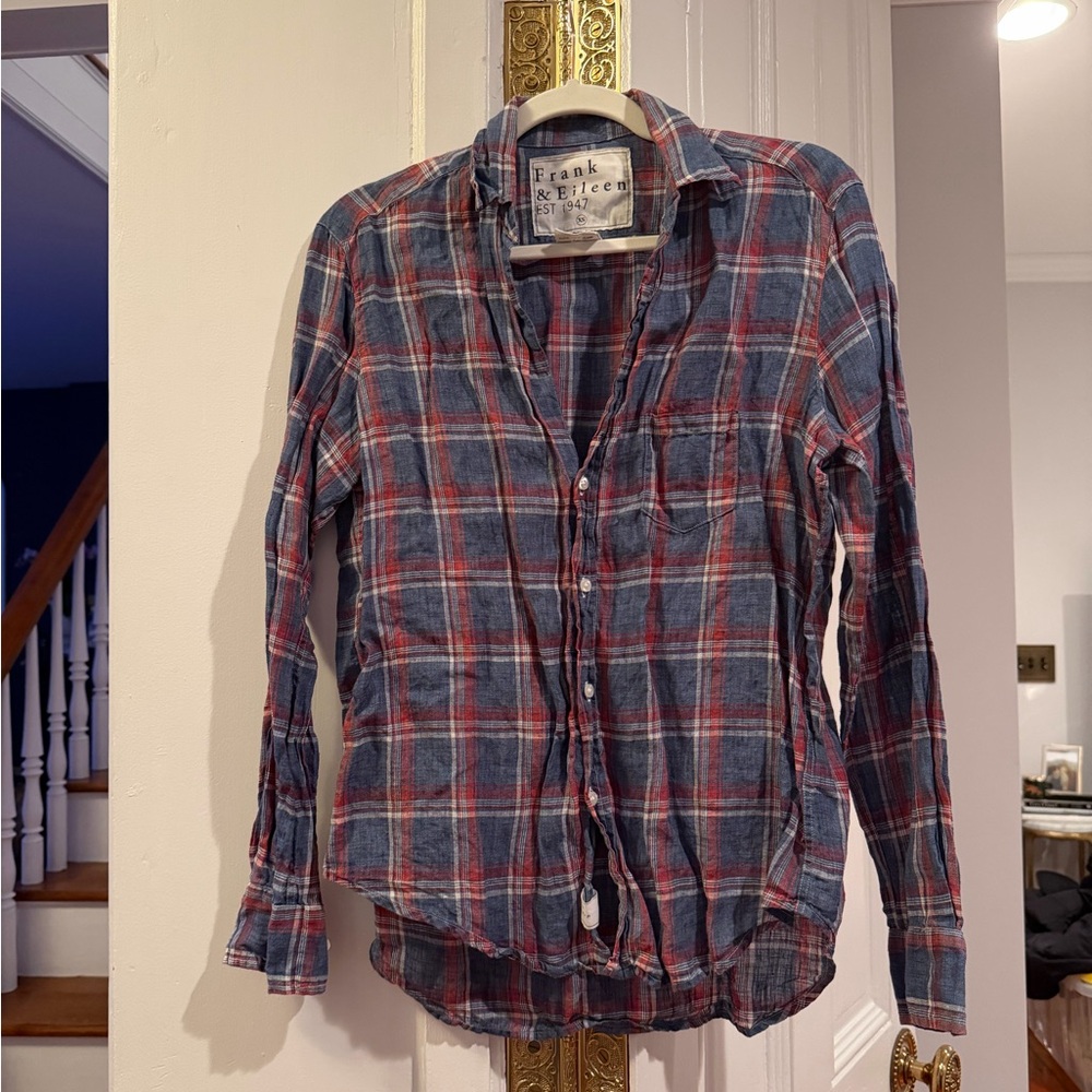 Frank & Eileen Red and Blue Plaid Button-Down Shirt
